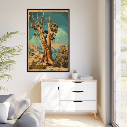 Bristlecone Pine Forest Vintage Travel Poster — Framed Matte Canvas Wall Art