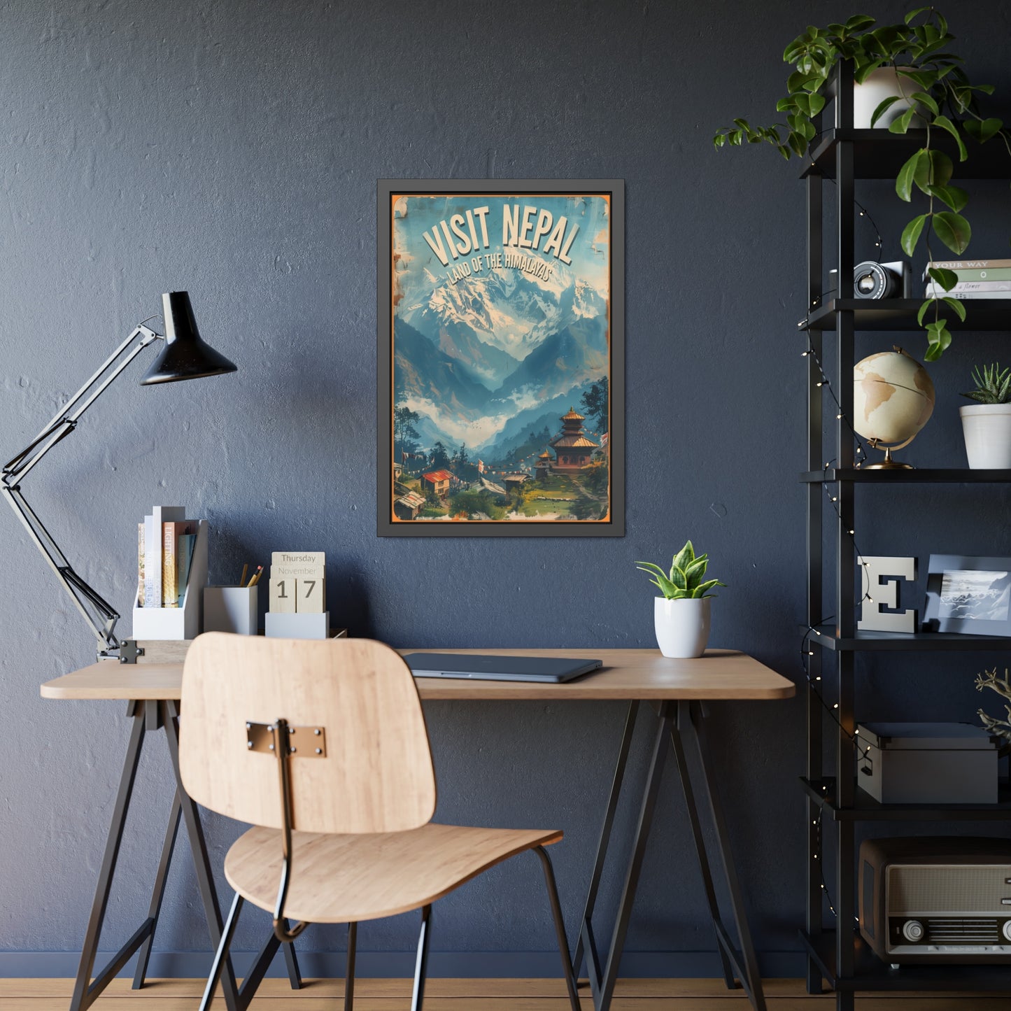 Visit Nepal Vintage Travel Poster — Framed Paper Poster