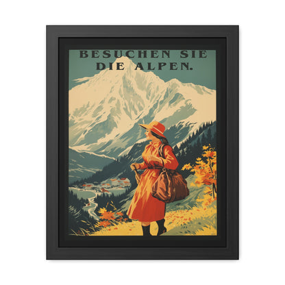 Vintage Alps Travel Poster - 'Besuchen Sie Die Alpen' (Visit the Alps) Scenic Artwork Framed Posters