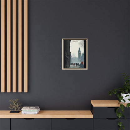 London Street Matte Canvas Print — Framed Vintage Cityscape Wall Art