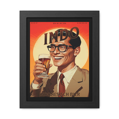 Vintage Beer Poster - Indo Bier (Indonesian Beer), Est. 1965 (German Language) Framed Posters