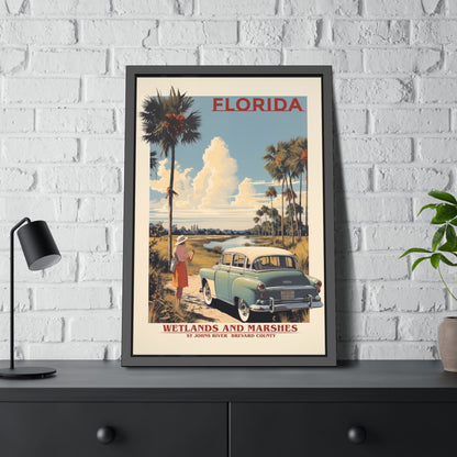 Florida Vintage Travel Poster Framed Print — "Wetlands and Marshes" Retro Wall Art
