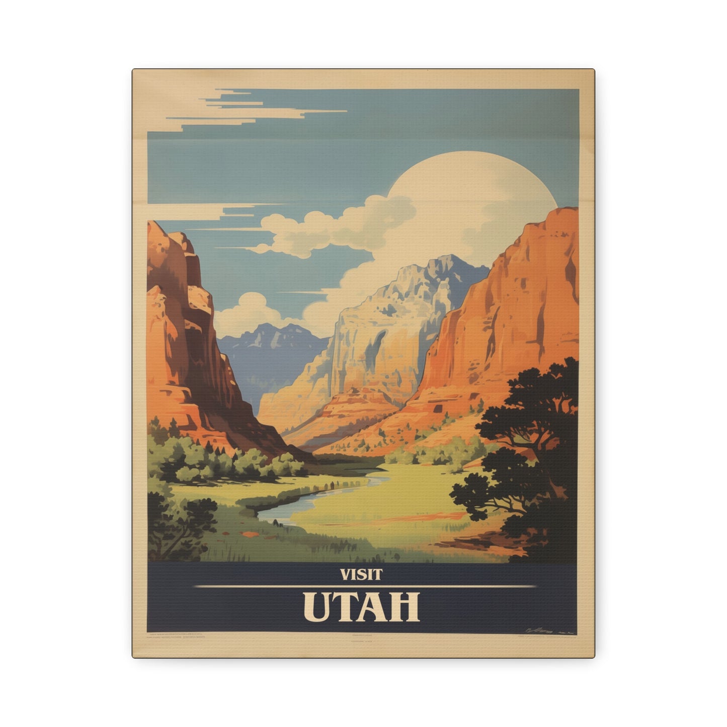 "Vintage Visit Utah Poster - Matte Stretched Canvas Wall Art" Matte Canvas, Stretched, 1.25"