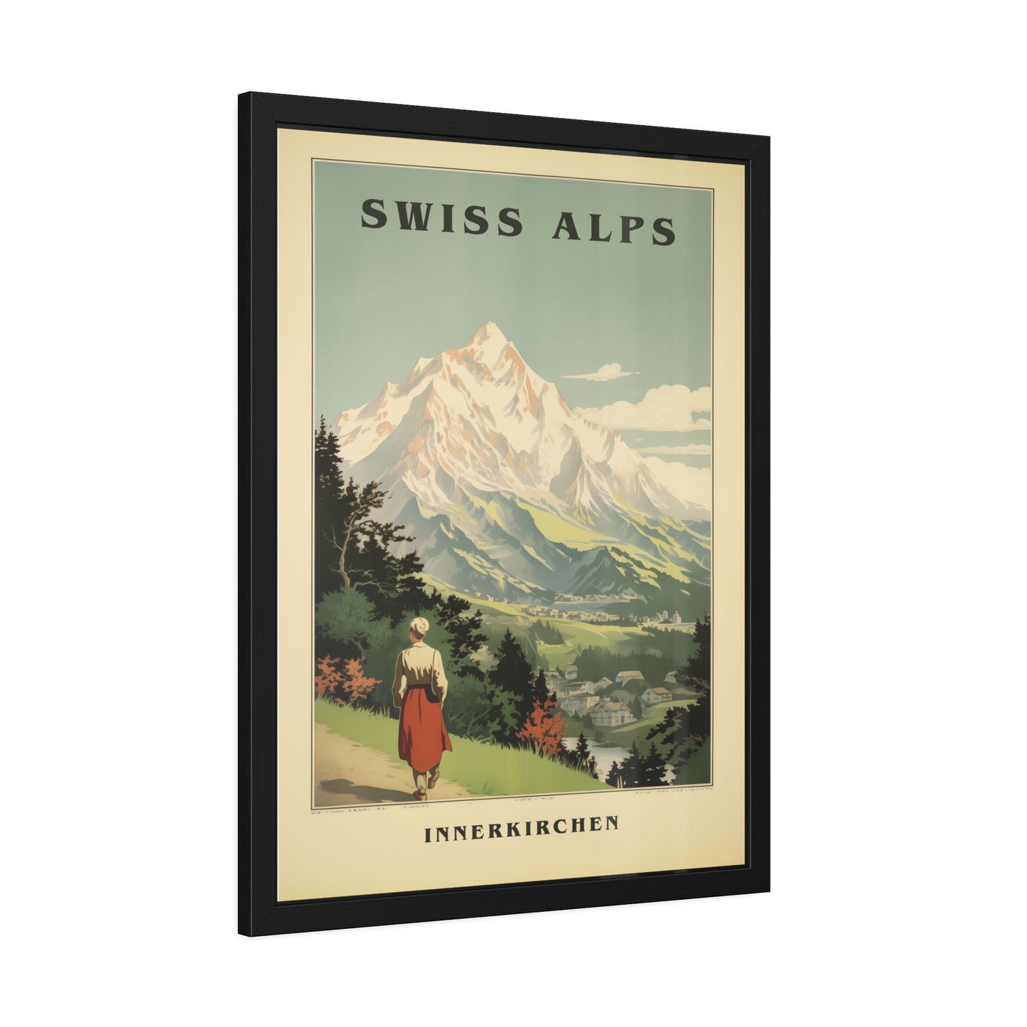 Swiss Alps Vintage Travel Poster Framed Print