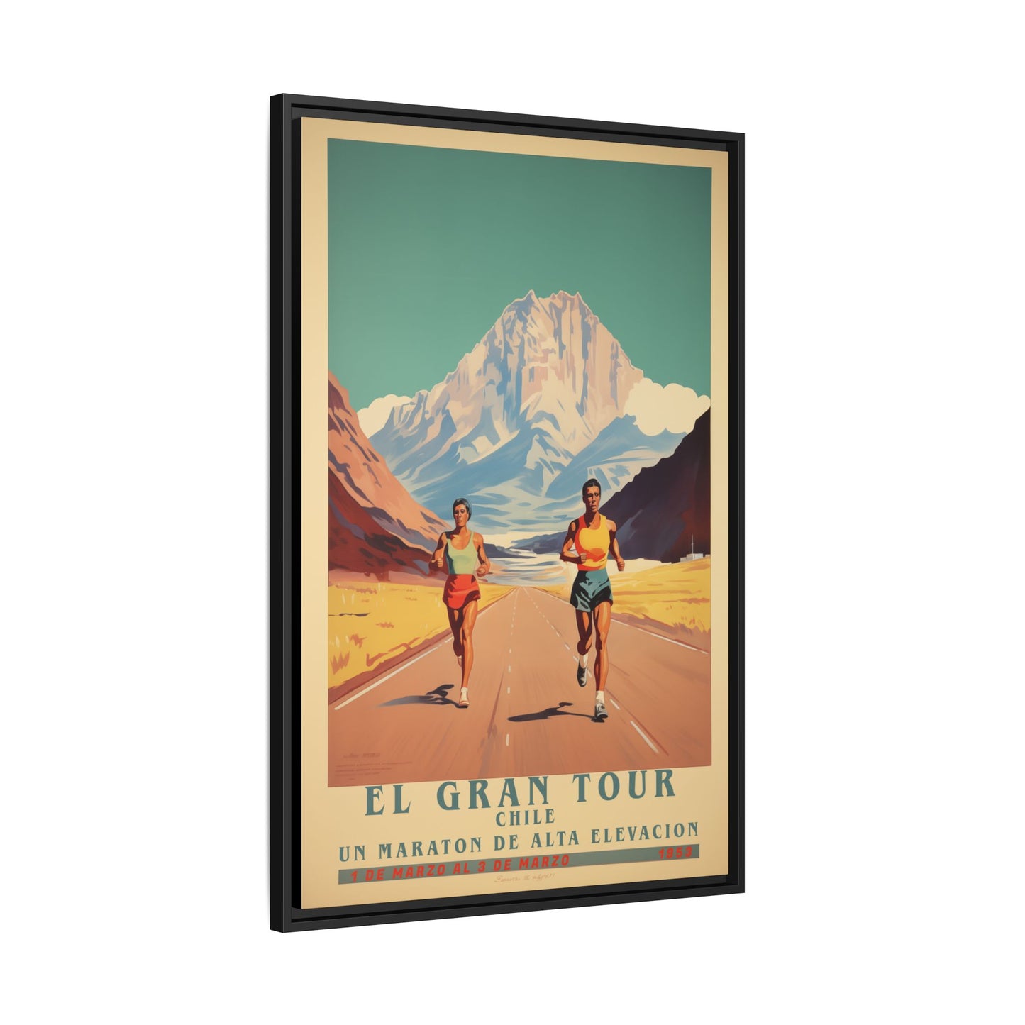 "El Gran Tour Chile Marathon – High Elevation Race Art Print"Matte Canvas, Black Frame