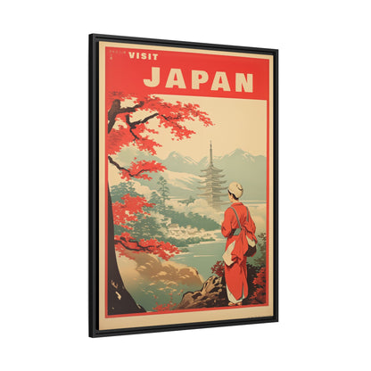 Visit Japan Vintage Travel Poster Matte Canvas Print (Framed)
