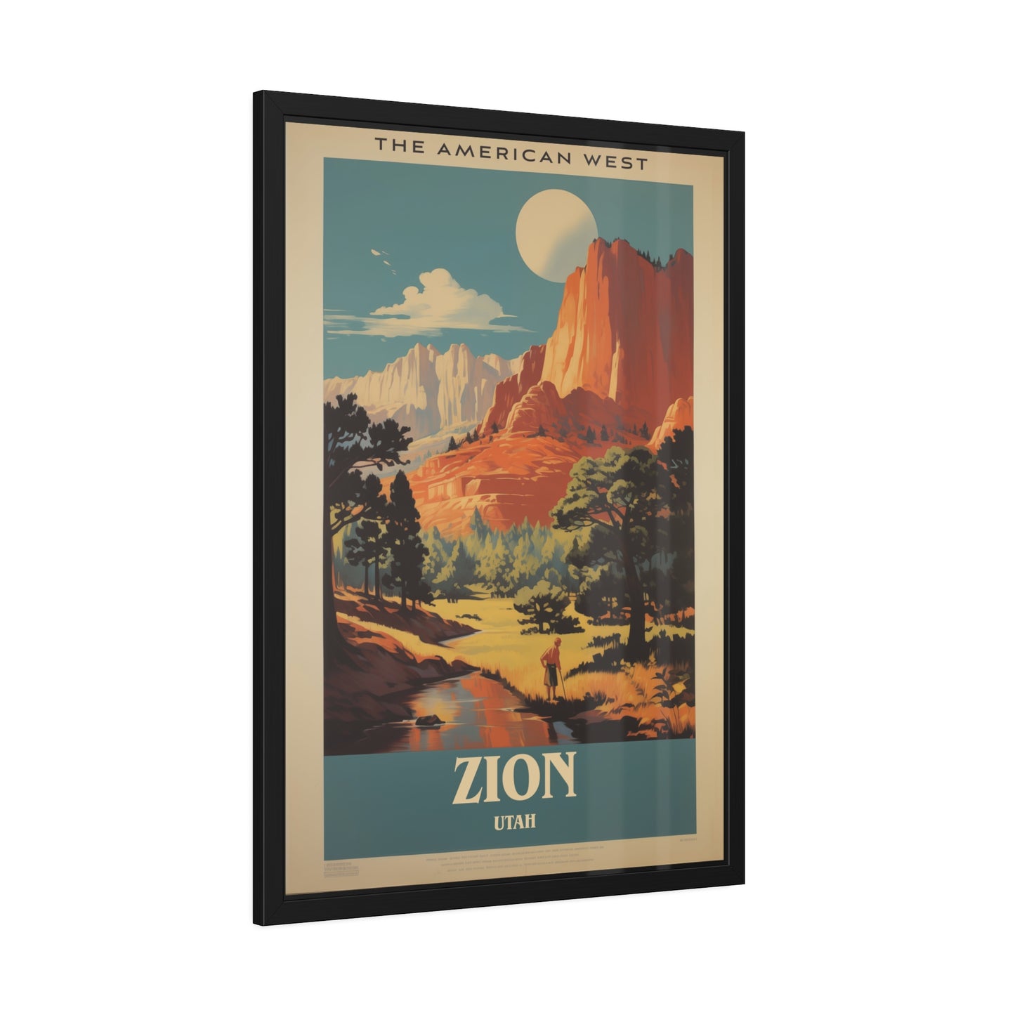 Zion National Park Vintage Travel Poster — Framed Paper Poster