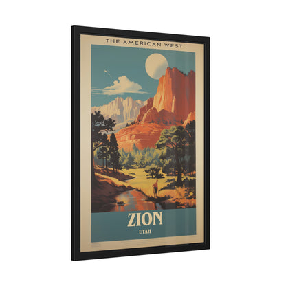Zion National Park Vintage Travel Poster — Framed Paper Poster