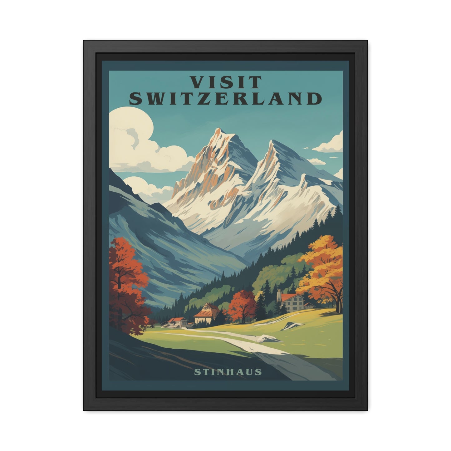 Vintage Swiss Travel Poster - 'Visit Switzerland' Stinhaus Scenic Artwork Framed Posters