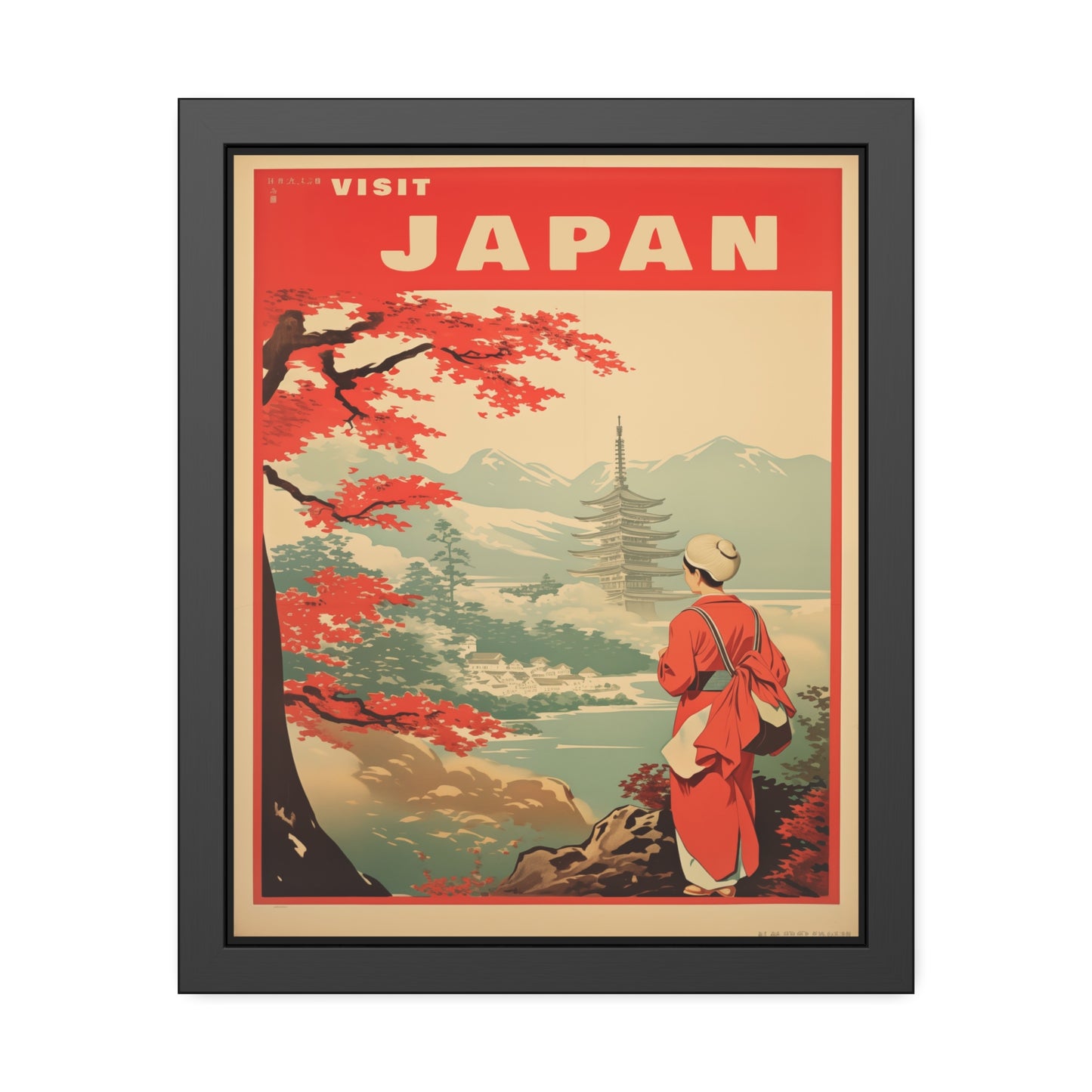 Visit Japan Vintage Travel Poster — Framed Paper Poster