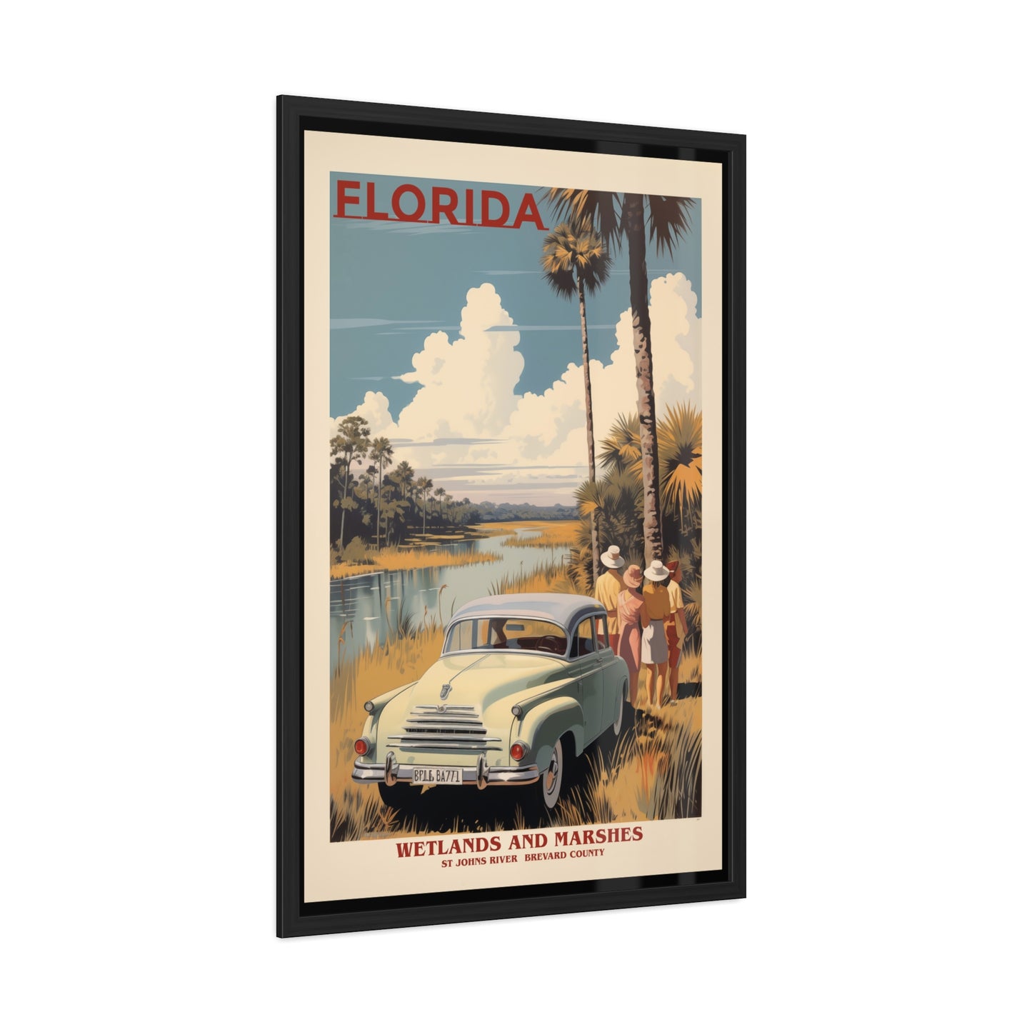 Vintage Florida Wetlands Wall Art - St. Johns River Scenic View