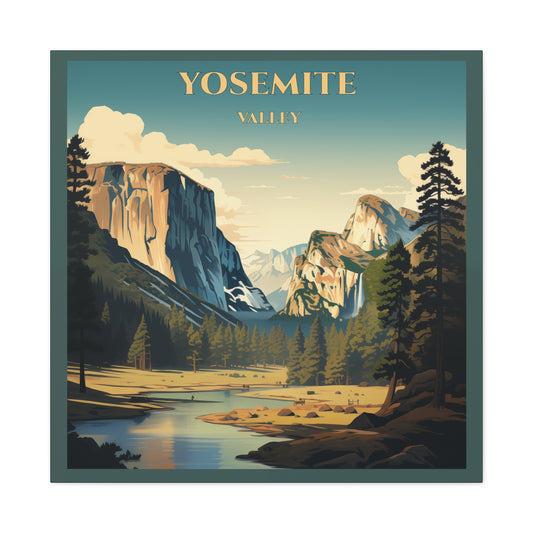 "Vintage Yosemite Valley Poster - Stunning National Park Landscape Matte Stretched Canvas" Matte Canvas, Stretched, 1.25"