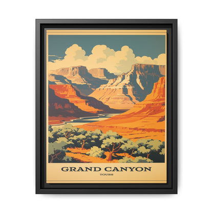 "Vintage Grand Canyon Tours Poster - Matte Canvas Wall Art with Black Frame" Matte Canvas, Black Frame