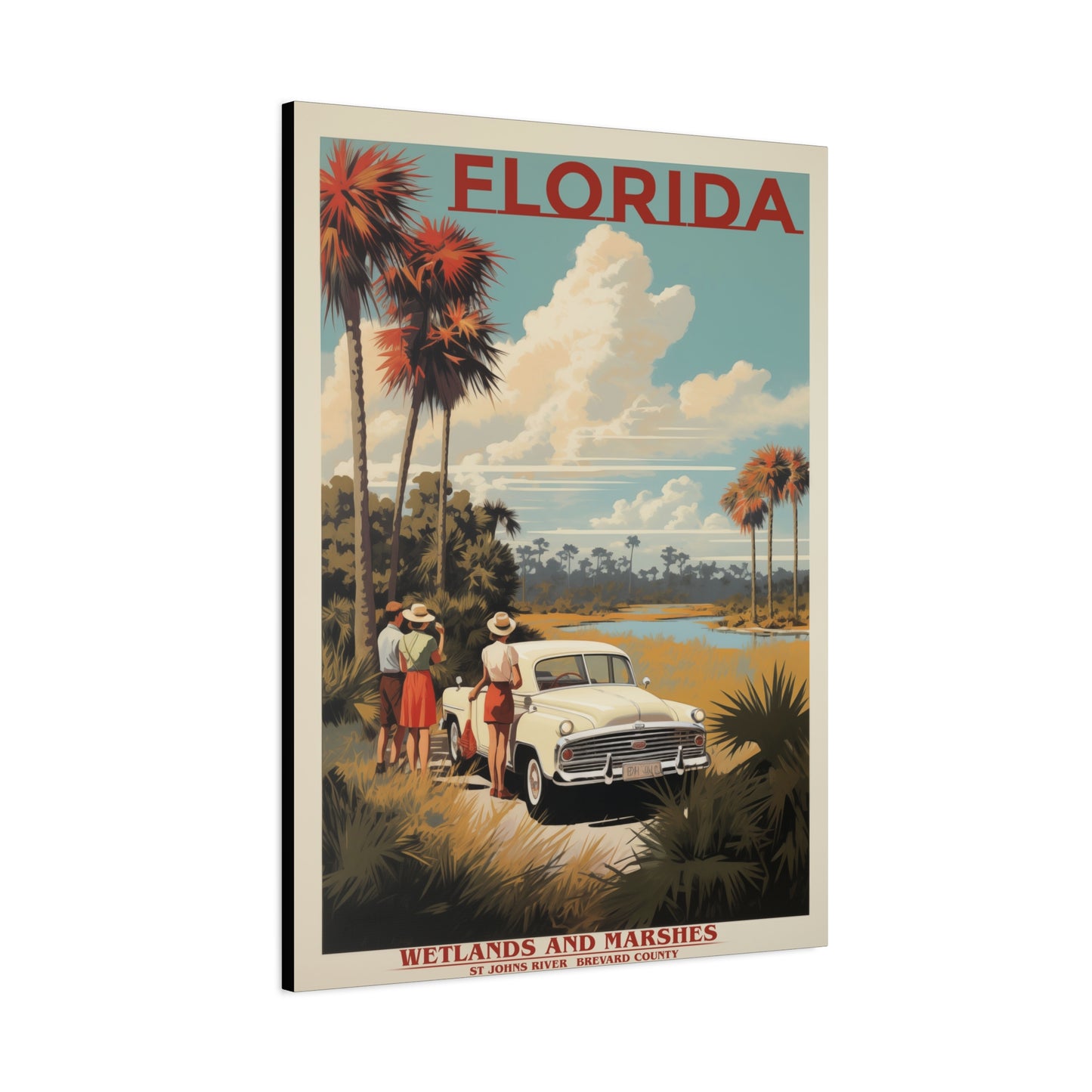 "Vintage Florida Wetlands and Marshes Poster - St. Johns River Matte Stretched Canvas" Matte Canvas, Stretched, 1.25"