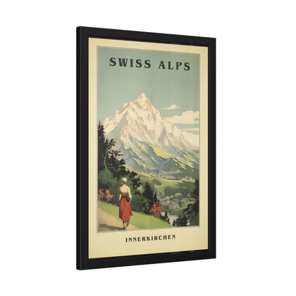 Swiss Alps Vintage Travel Poster Framed Print