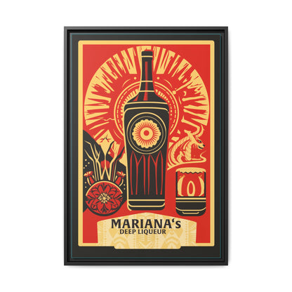 "Vintage Mariana's Deep Liqueur Artwork - Matte Canvas Wall Art with Black Frame" Matte Canvas, Black Frame
