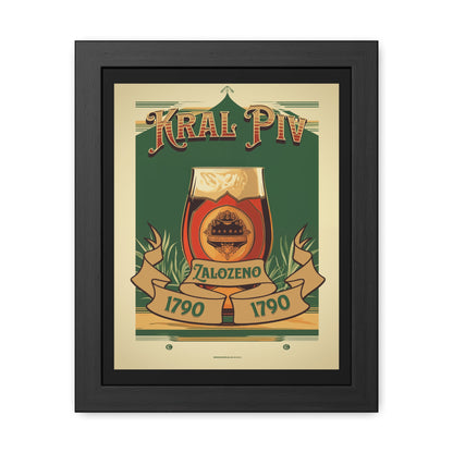 Vintage Beer Poster - Kral Piv (King of Beers), Established 1790 (Czech Language) Framed Posters