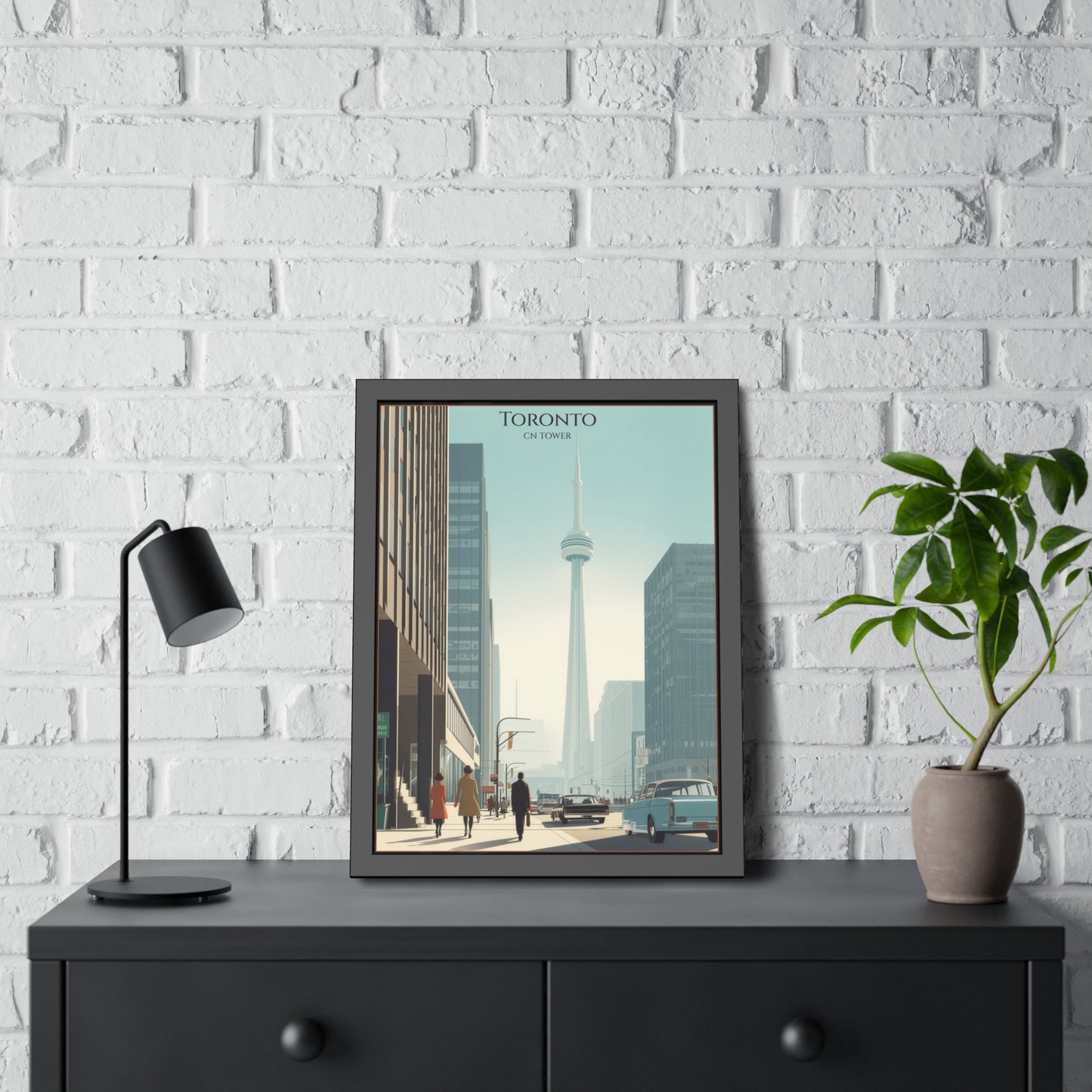 Toronto CN Tower Framed Poster — Vintage Cityscape Wall Art