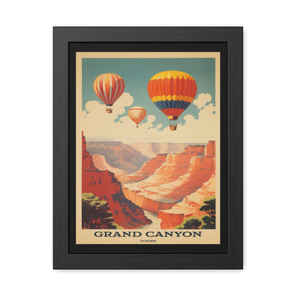 Vintage Grand Canyon Poster - Hot Air Balloon Tour Retro Travel Art Framed Posters