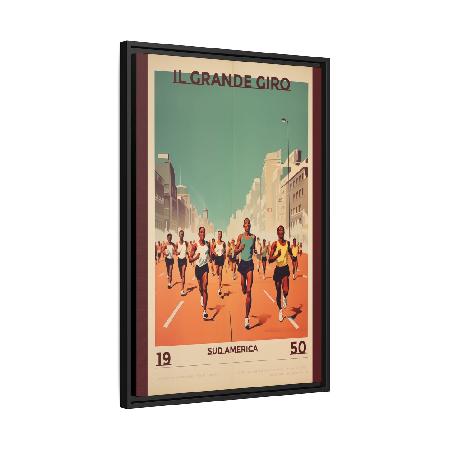 "Vintage Il Grande Giro Marathon Poster - Sud America 1950 Matte Canvas Wall Art with Black Frame" Matte Canvas, Black Frame