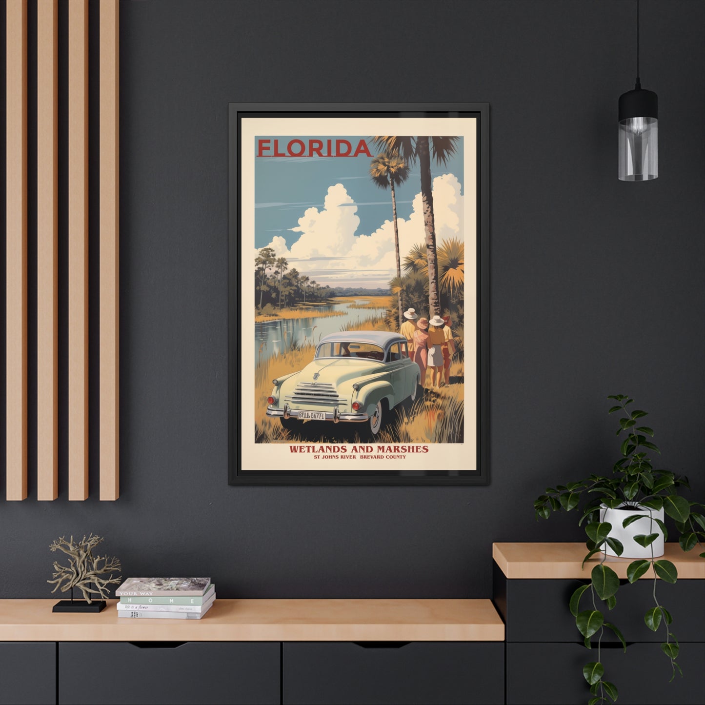 Vintage Florida Wetlands Wall Art - St. Johns River Scenic View