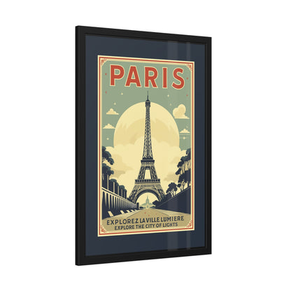 Paris Travel Poster Framed Print — Explorez La Ville Lumière Vintage Wall Art