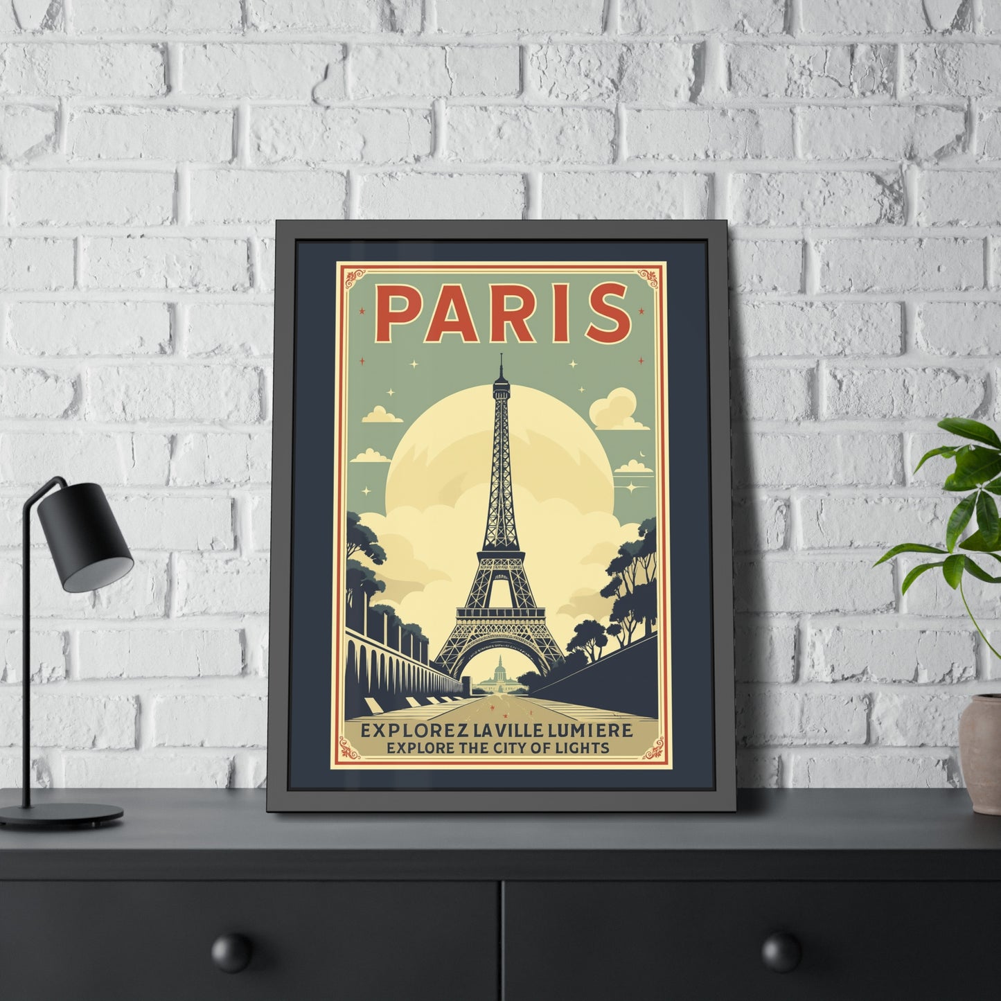 Paris Travel Poster Framed Print — Explorez La Ville Lumière Vintage Wall Art