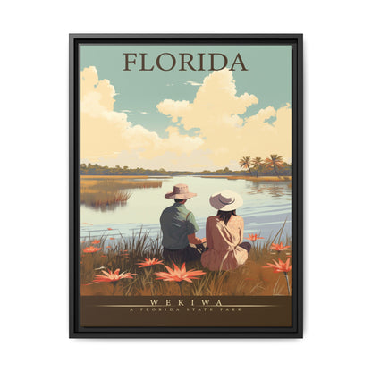 "Vintage Florida Nature Poster - Wekiwa State Park Matte Canvas Wall Art with Black Frame" Matte Canvas, Black Frame