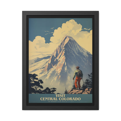 Vintage Colorado Travel Poster - 'Visit Central Colorado' Mountain Adventure Art Framed Posters