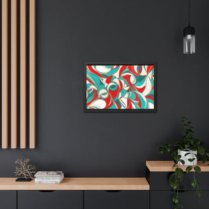 Modern Abstract Framed Poster, Red and Blue Wall Art, Geometric Decor for Contemporary Homes