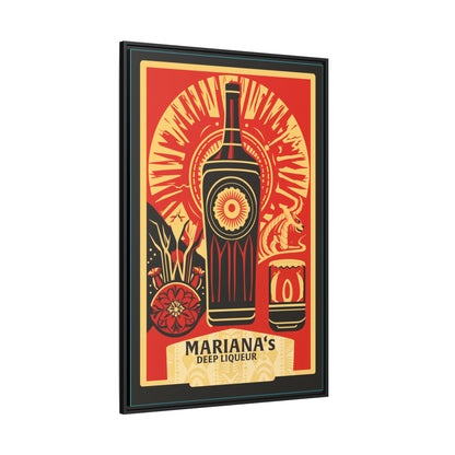 "Vintage Mariana's Deep Liqueur Artwork - Matte Canvas Wall Art with Black Frame" Matte Canvas, Black Frame