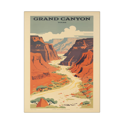 "Vintage Grand Canyon Poster - Scenic Canyon River Tour Retro Travel Art", Classic Stretched Canvas