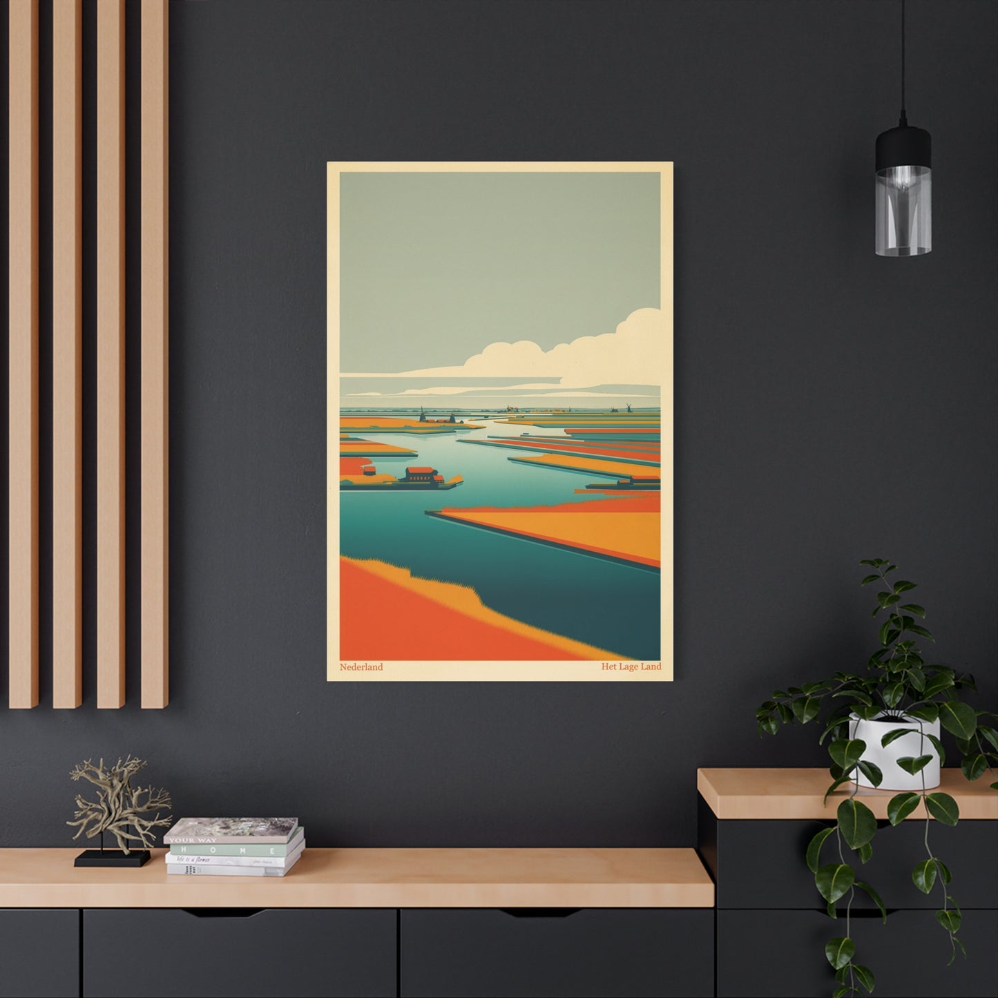 Het Lage Land 3 Vintage Netherlands Landscape Poster | Framed Canvas Print