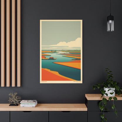 Het Lage Land 3 Vintage Netherlands Landscape Poster | Framed Canvas Print