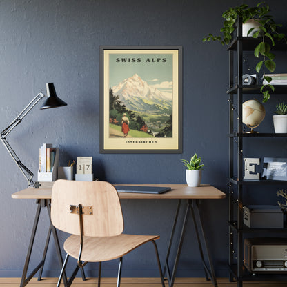 Swiss Alps Vintage Travel Poster Framed Print