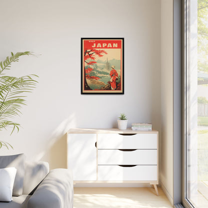 Visit Japan Vintage Travel Poster Matte Canvas Print (Framed)