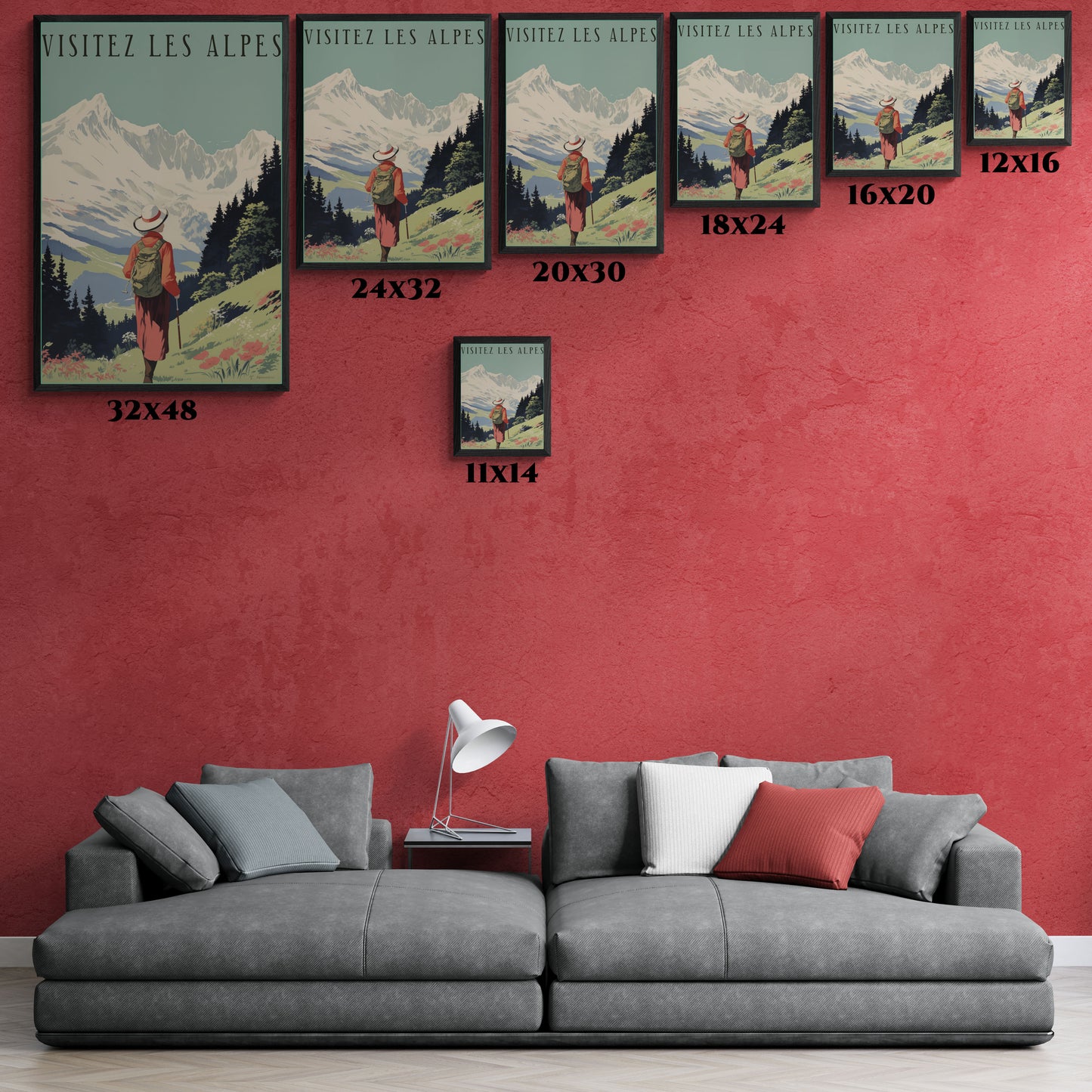 Vintage Alps Travel Poster - 'Visitez Les Alpes' (Visit the Alps) Scenic Artwork Framed Posters