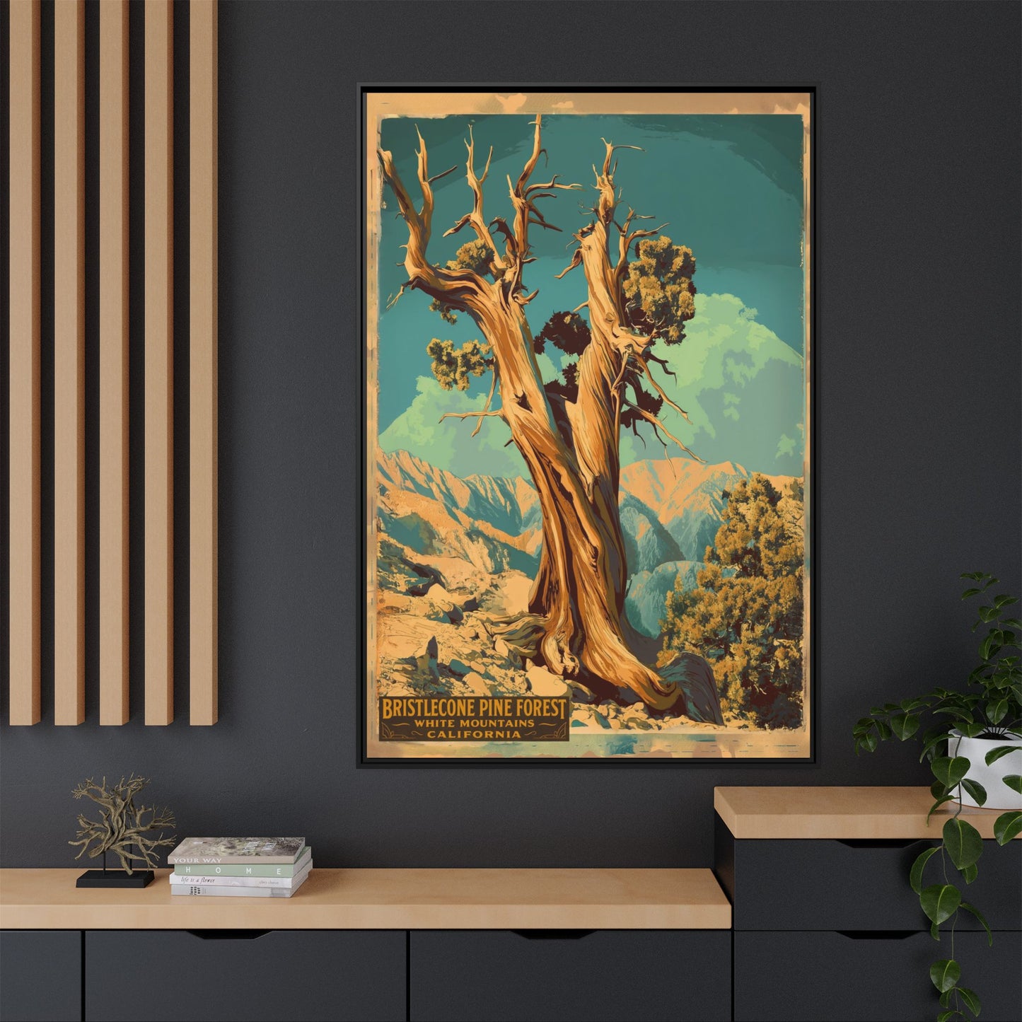 Bristlecone Pine Forest Vintage Travel Poster — Framed Matte Canvas Wall Art