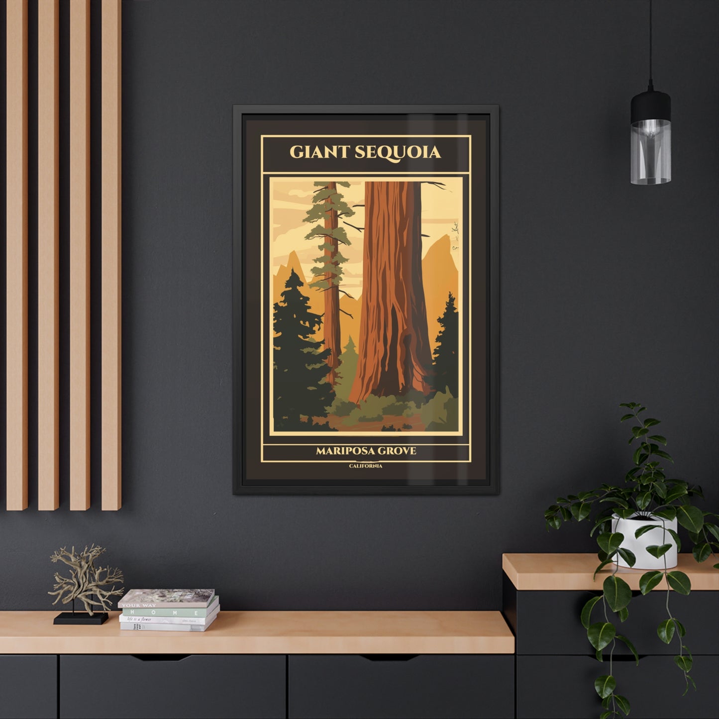 Vintage California Poster - Giant Sequoia Trees of Mariposa Grove, Yosemite National Park Art Framed Posters