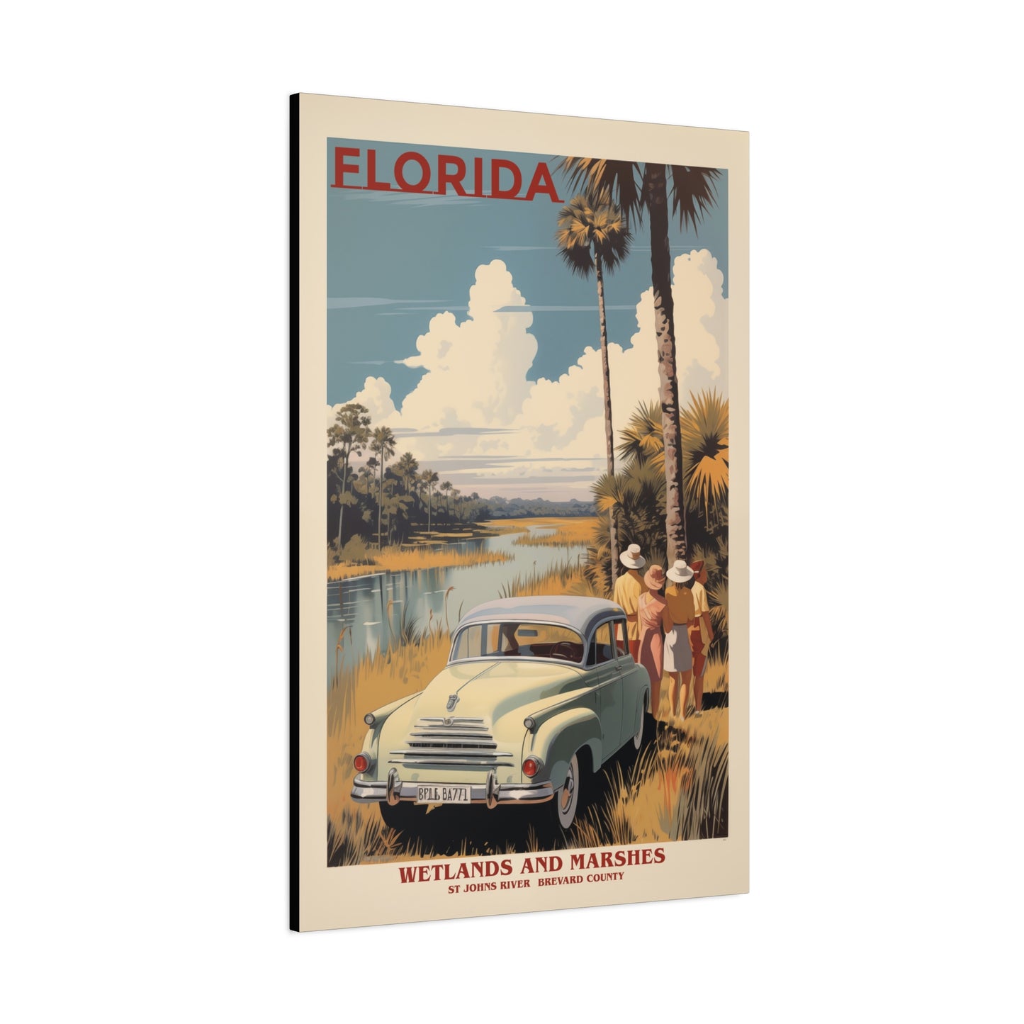 "Retro Florida Wetlands and Marshes Poster - St. Johns River Matte Stretched Canvas" Matte Canvas, Stretched, 1.25"