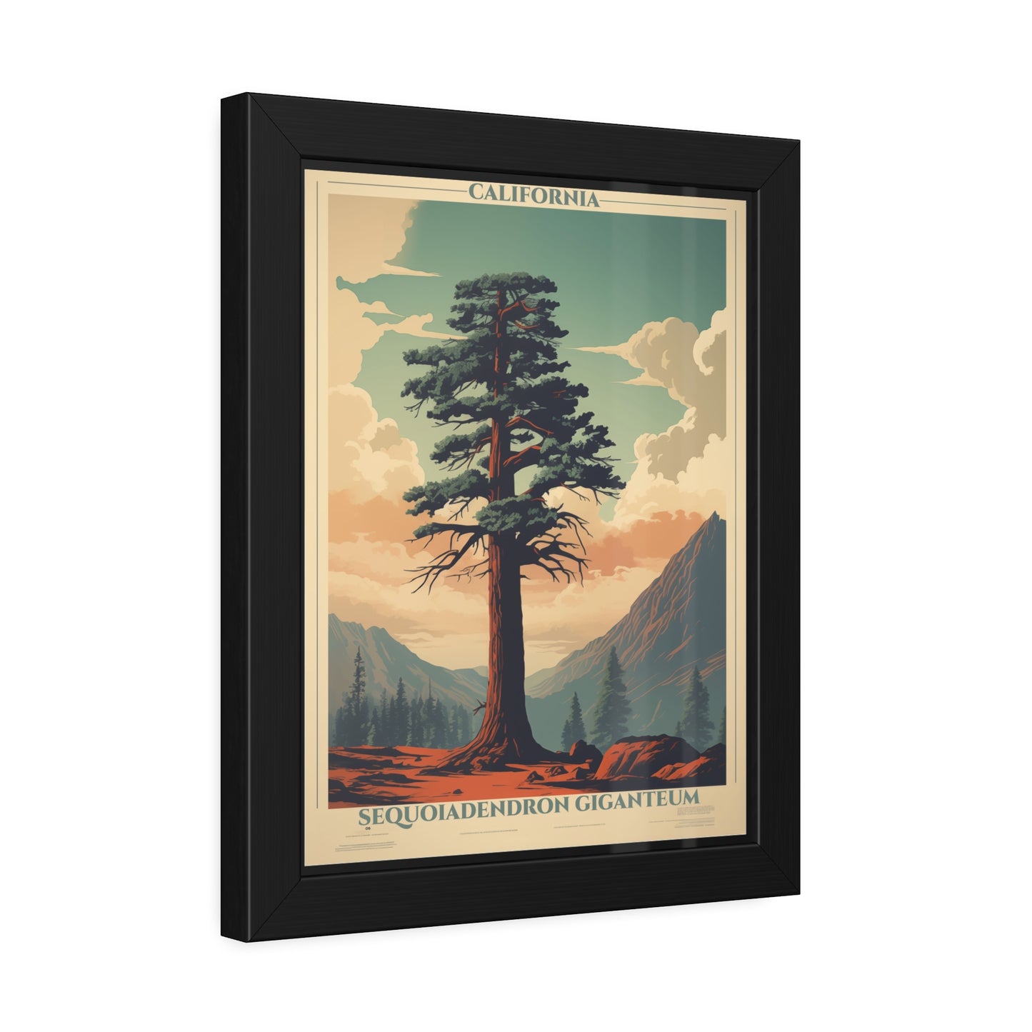 Framed Poster — Vintage California Sequoia Tree Print