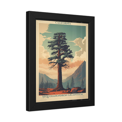 Framed Poster — Vintage California Sequoia Tree Print