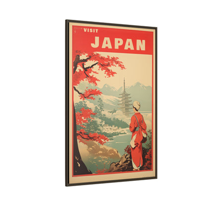Visit Japan Vintage Travel Poster Matte Canvas Print (Framed)