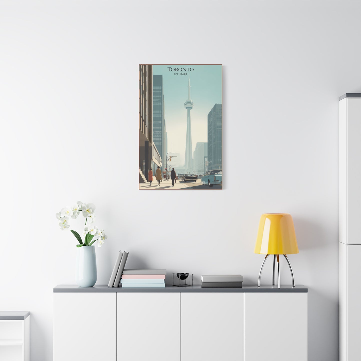 Toronto CN Tower Vintage Cityscape Matte Canvas Print