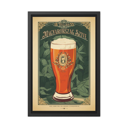 Vintage Beer Poster - Magyarország Szíve (Heart of Hungary) Art Print (Hungarian Language) Framed Posters