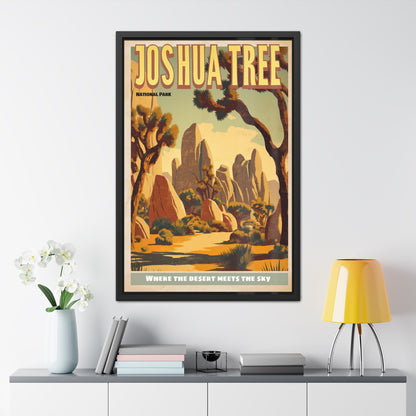 Framed Poster — Joshua Tree Vintage National Park Travel Print (“Where the Desert Meets the Sky”)_M