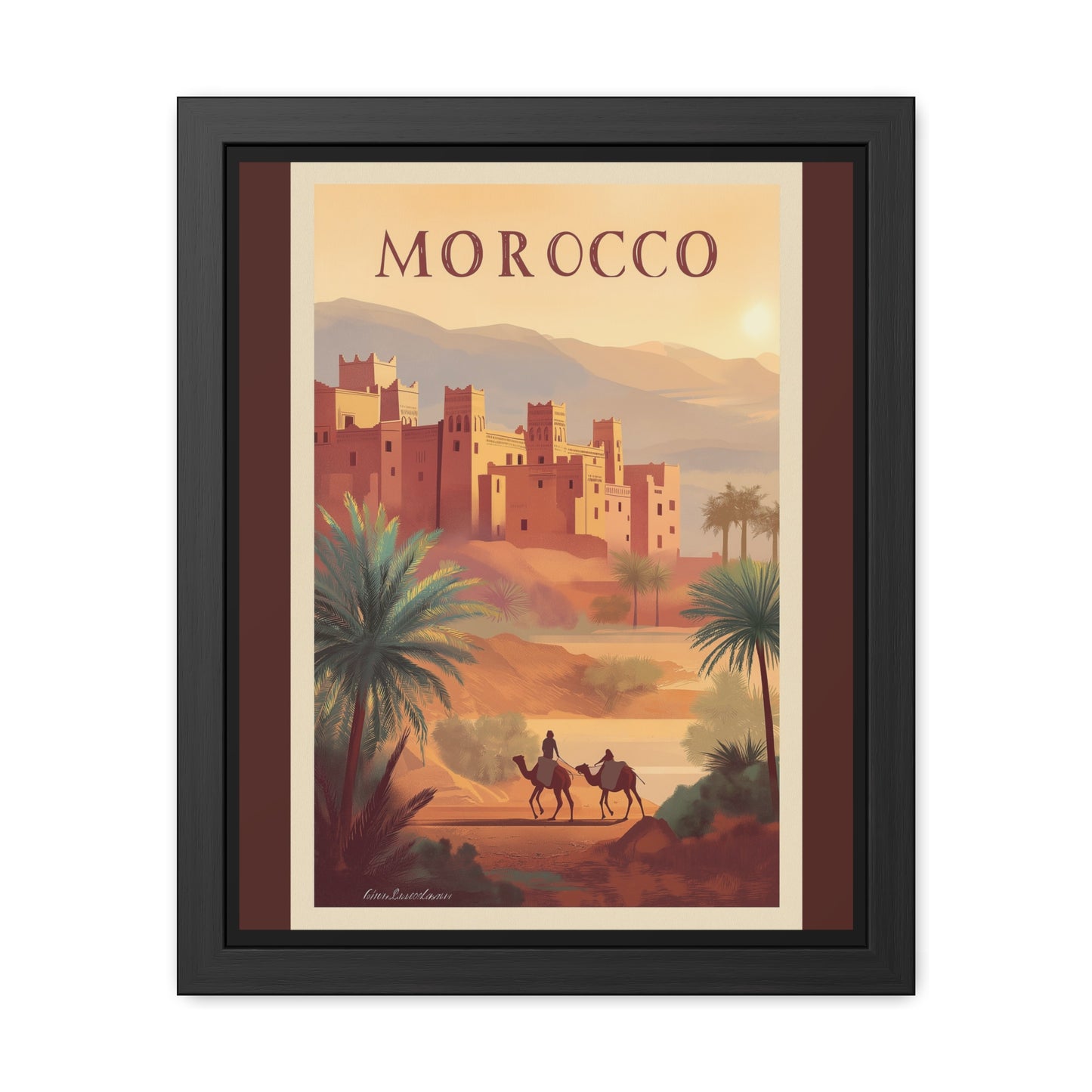 Morocco Travel Poster — Framed Vintage Desert Wall Art_M
