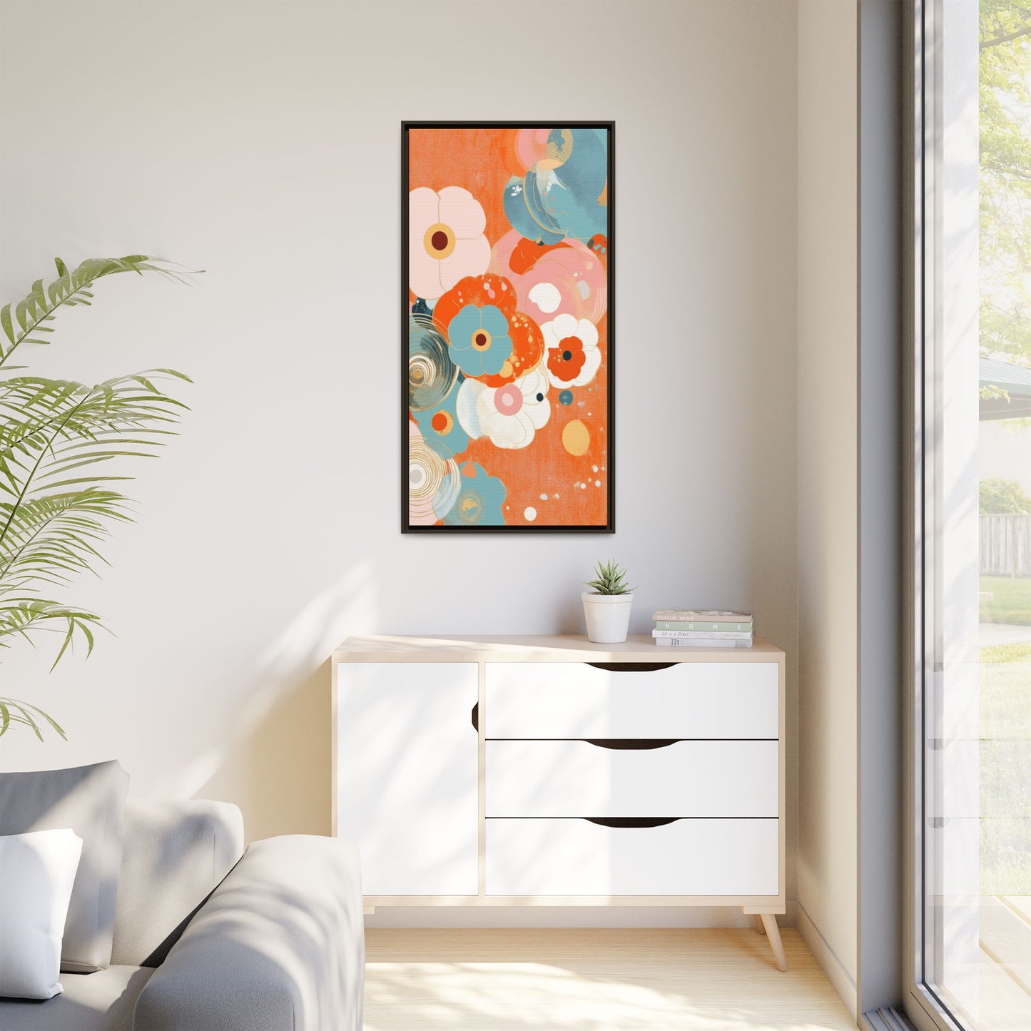 Framed Floral Canvas Art Print — Colorful Abstract Blooms