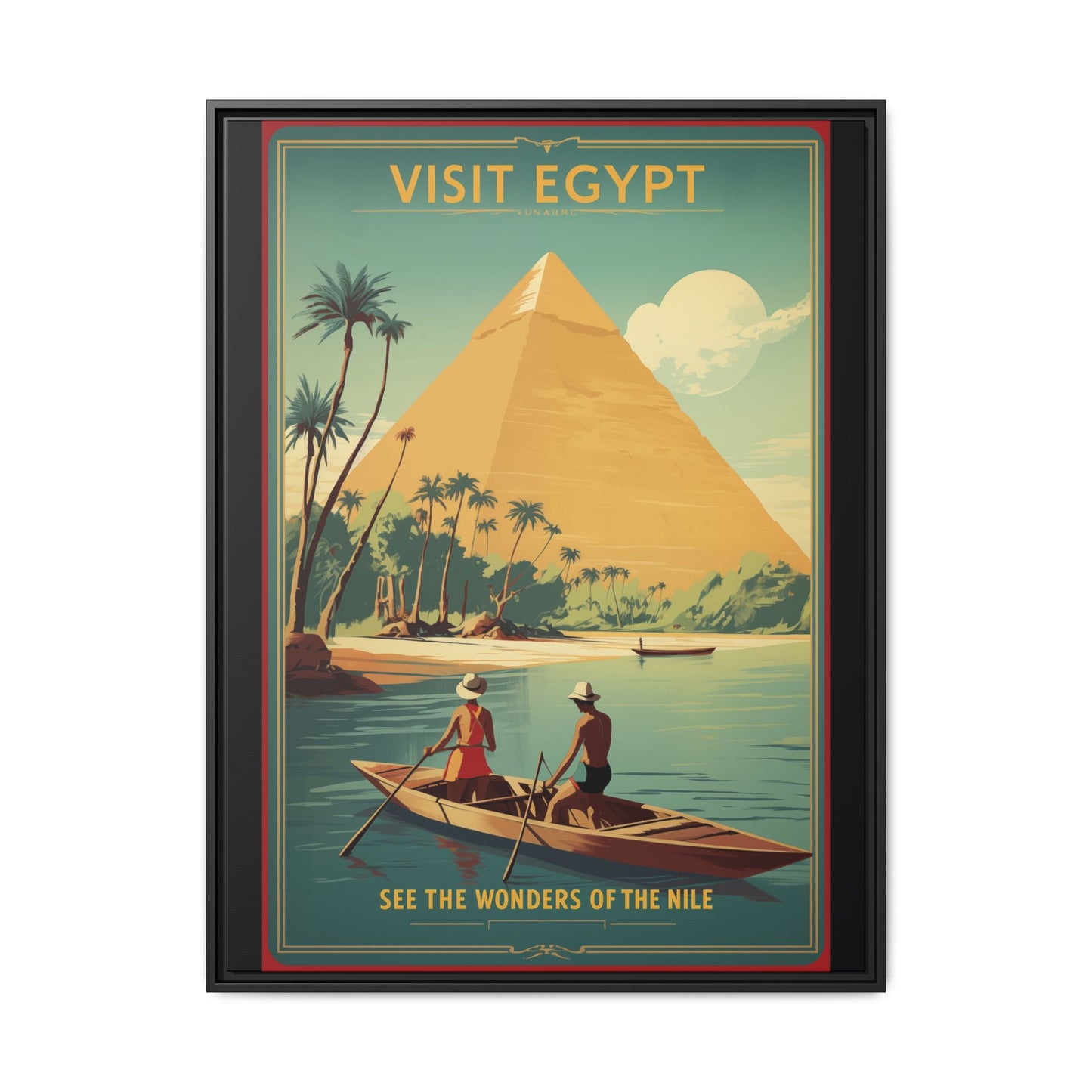 See the Wonders of the Nile — Egypt Nile Vintage Matte Canvas Framed Print