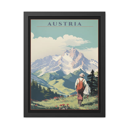 Vintage Austria Travel Poster - Alpine Hiking Scene Framed Posters